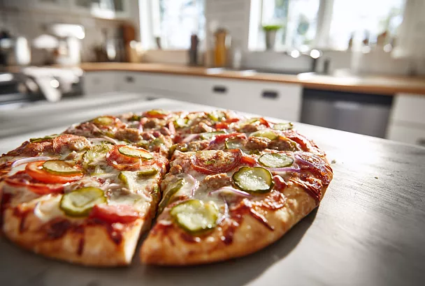 Заливной пирог-пицца без раскатки: 10 минут на тесто и всё из холодильника