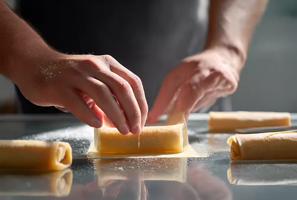 Хрустящие пирожки из фило с крабовой начинкой