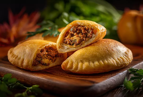 Осенние пирожки с куриной печенью и овощами