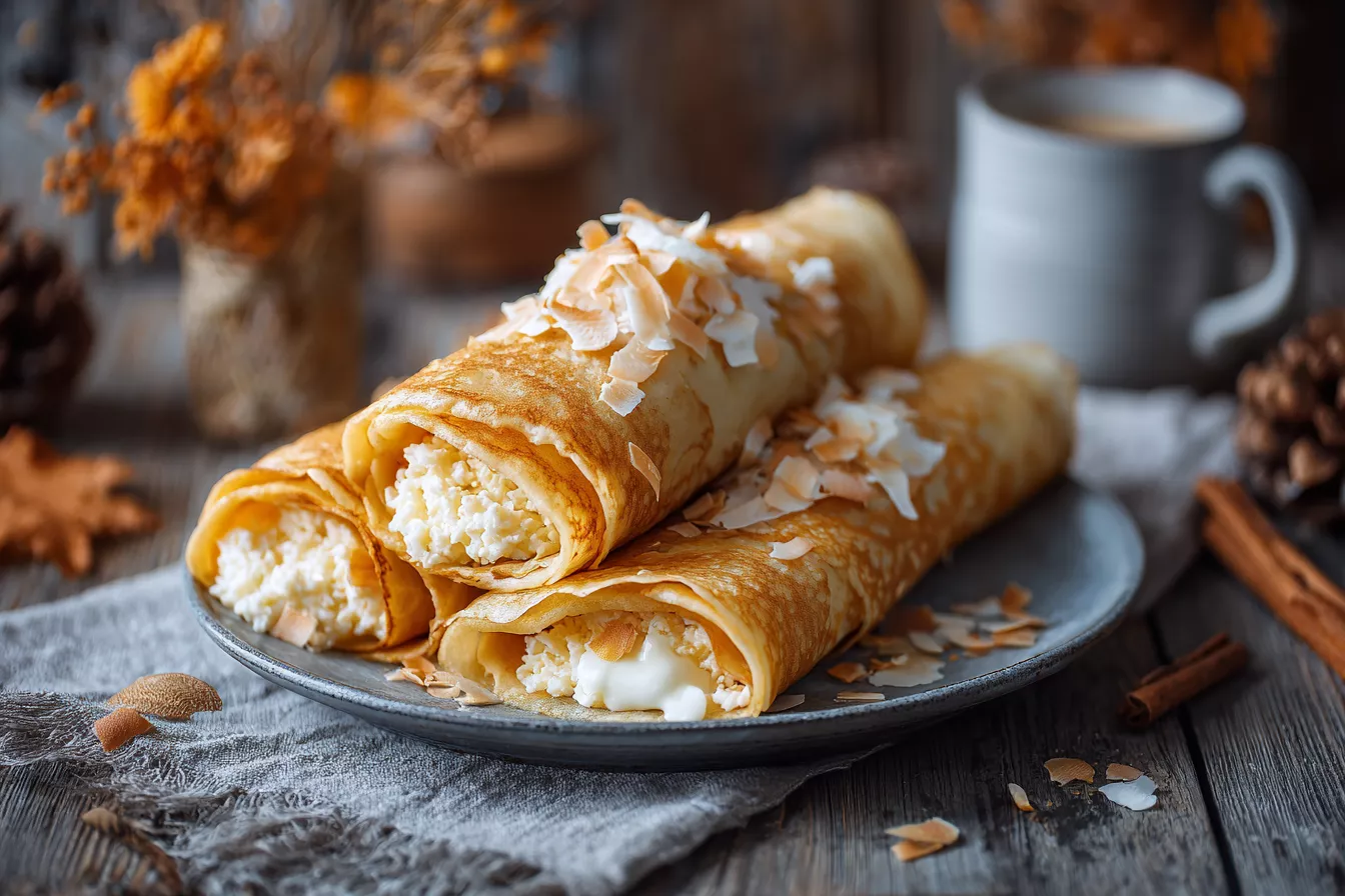 Блинчики «Рафаэлло» — нежный десерт с кокосовой начинкой