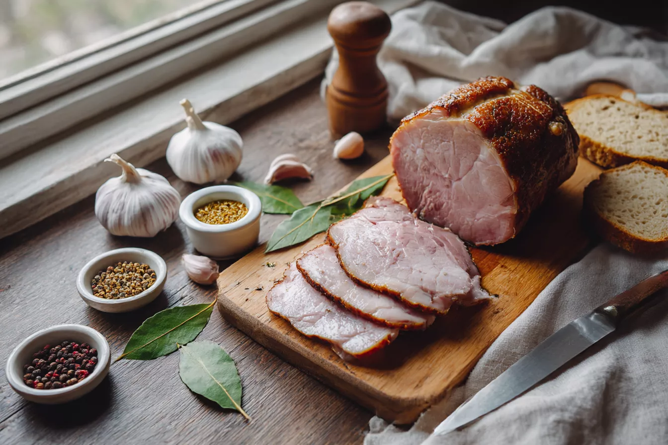 Вымачиваю мясо в ароматном рассоле, обмазываю горчицей — и в духовку выходит буженина с красивым срезом