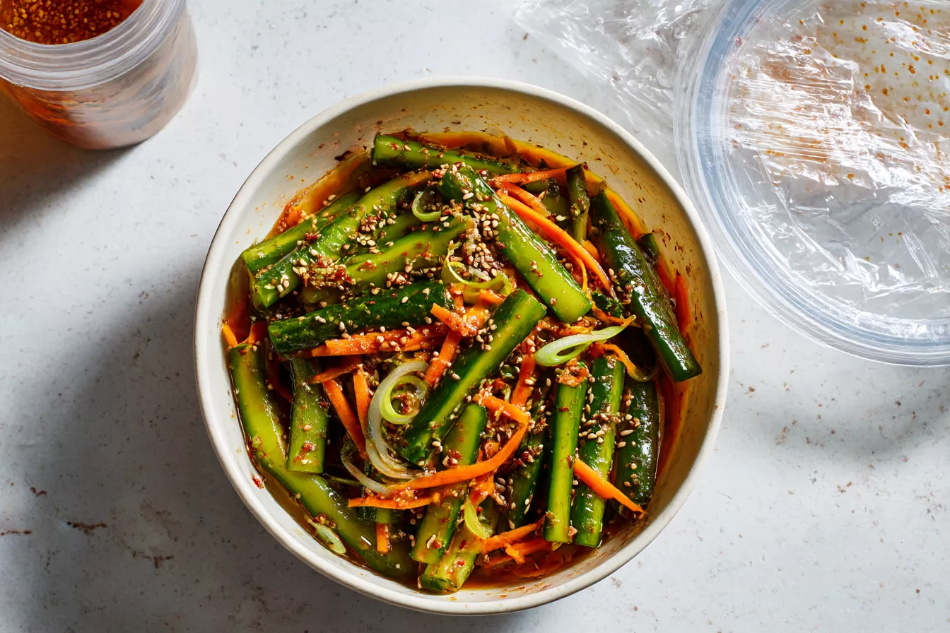 Салат по-корейски из квашеных огурцов с кунжутом