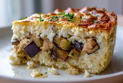 Пирог с баклажанами и курицей на творожном тесте без пшеницы