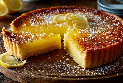 Трёхслойный лимонный пирог на песочном тесте – хрустящий, сочный, ароматный