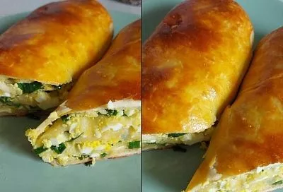 Смешал лук с яйцом – и в духовку: 1 пачка слоеного теста, и через 25 минут сразу 2 рулета сметается со стола