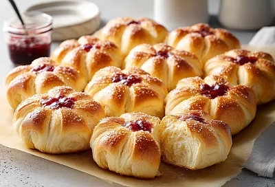 Пышные булочки с повидлом – складываем гармошкой, 12 штук за 1 час и тают во рту как облачко