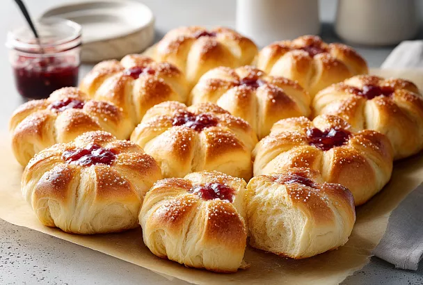 Пышные булочки с повидлом – складываем гармошкой, 12 штук за 1 час и тают во рту как облачко