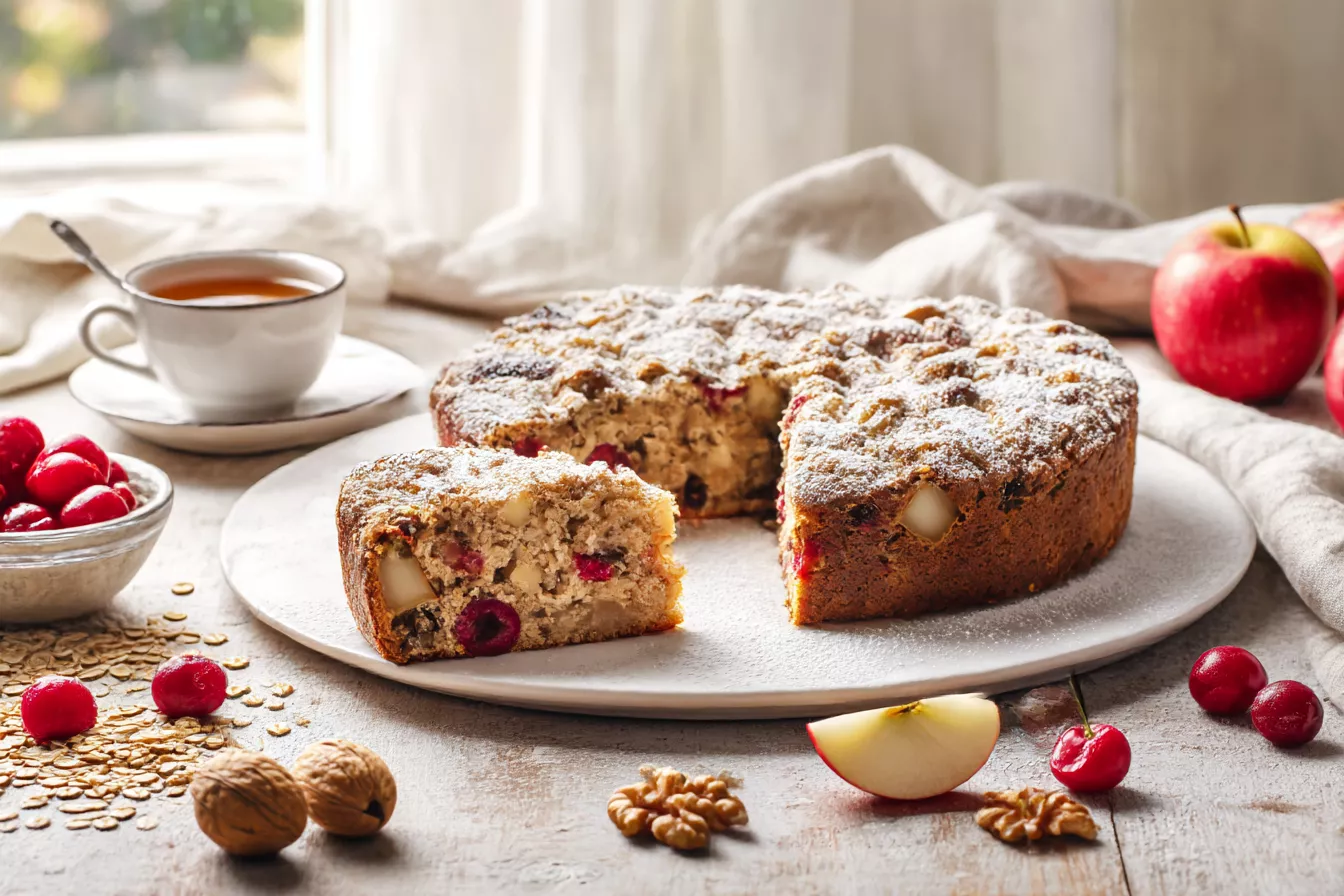 Овсяный пирог с вишней: «всё смешал — и в духовку», а вкус как у домашней выпечки