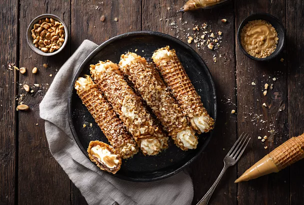 Хрустящие вафельные трубочки без вафельницы, начинка до самого конца