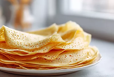 Тонкие блинчики без сухих краёв: кипяток и правильный огонь меняют всё. Нежные, эластичные, в дырочку