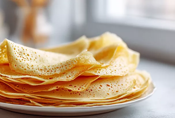 Тонкие блинчики без сухих краёв: кипяток и правильный огонь меняют всё. Нежные, эластичные, в дырочку