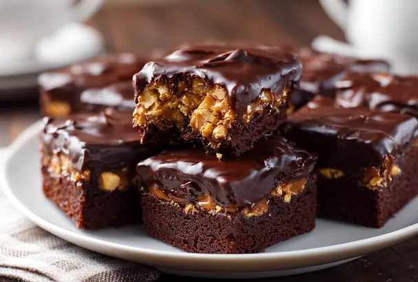 Шоколадный десерт «Сникерс» в микроволновке — мягкий, воздушный и готов за 10 минут