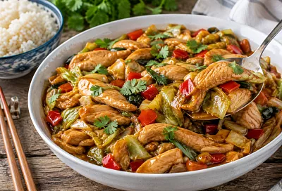 Обжариваю курицу с пекинской капустой и имбирём: быстрый вок готов за 15 минут