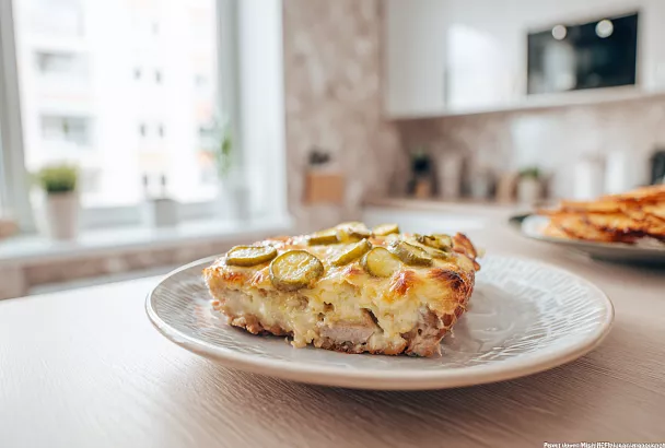 Мясо по-барски с сырно-огуречной «шапочкой»: маринованные огурцы в начинке дают пикантность и невероятную сочность