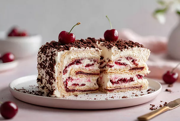 Невероятный вишнёвый торт без выпечки из лаваша – готов за 20 минут, а вкус как из дорогой кондитерской