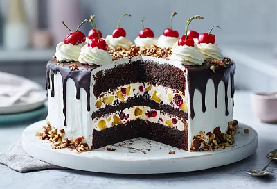 Торт Панчо стал сочнее классического: добавила вишню в начинку, и кислинка идеально сбалансировала сладкий крем