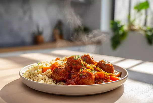 Тефтели в томатно-овощной подливе: добавила хлеб в фарш и крахмал в соус — получились нежные, не разваливаются 