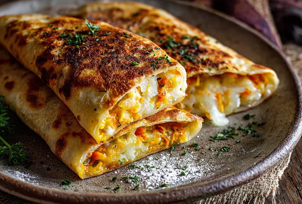 Лепёшки с картошкой в лаваше — очень вкусный и сытный завтрак за 20 минут