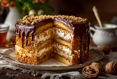 Медово-ореховый торт «Кутузов» — лёгкий, пропитанный и очень вкусный