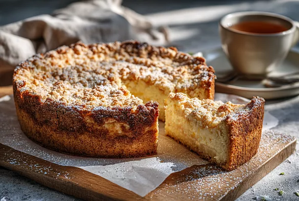 Нежный творожный пирог с хрустящей крошкой – готов за 45 минут,  тает во рту