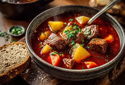 Густой гуляш-суп из говядины: и первое, и второе за раз