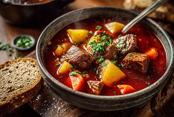 Густой гуляш-суп из говядины: и первое, и второе за раз