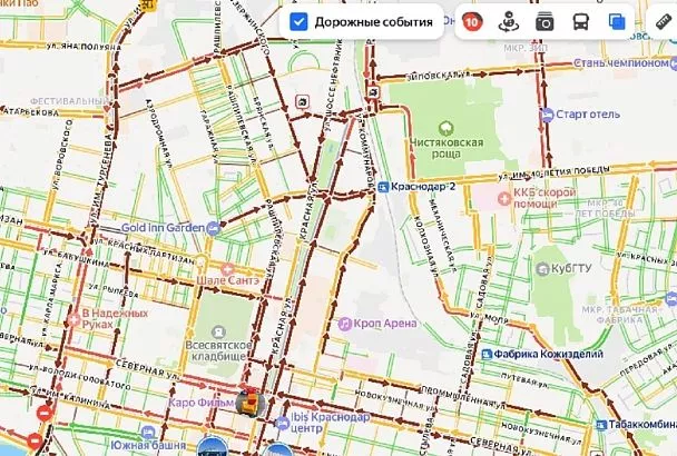 Краснодарцы застряли в 10-балльных пробках