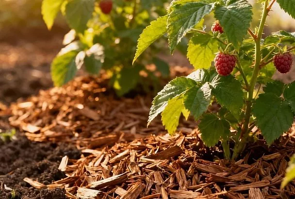 Присыпал малину дармовой мульчой - и зимой сплю спокойно: корни защитил, летом с урожаем