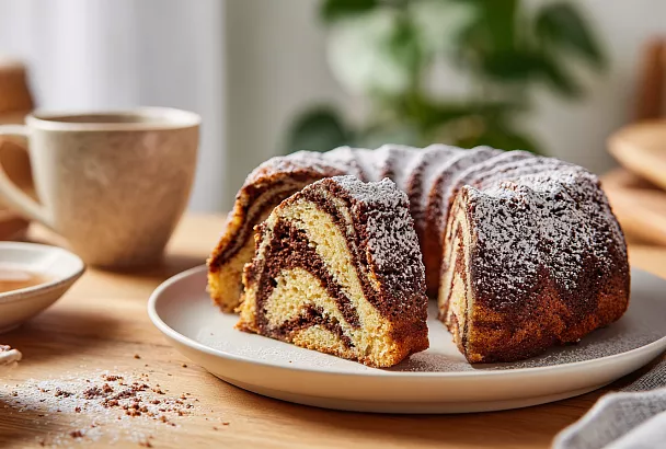 Влажный пирог «Зебра» на кефире: очень бюджетный рецепт