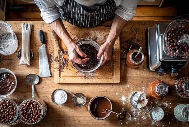 Шоколадно-ореховая паста дома: густая, шелковистая, с ярким фундуком