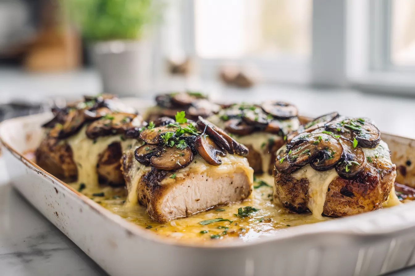 Секрет сочных свиных отбивных с грибами и сыром — льезон решает всё