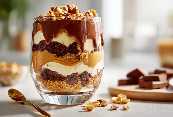 Трайфл «Сникерс» за 30 минут: десерт из простых ингредиентов, который взорвет ваши вкусовые рецепторы