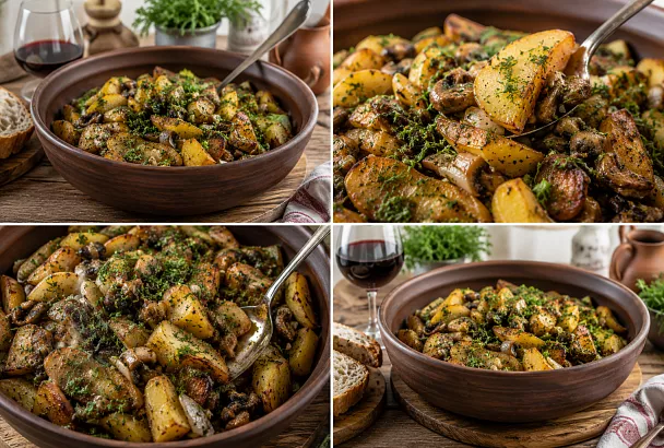 Жарю 2 кг картошки с шампиньонами по-грузински: румяно, пряно и очень ароматно
