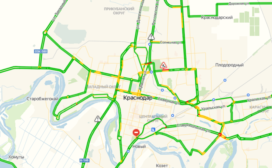 Карта краснодара пробки онлайн сейчас
