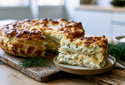Беру обрезки лаваша и творог — готовлю вкусный слоёный пирог с начинкой в духовке