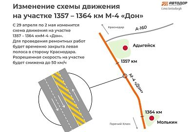 Под Краснодаром до лета изменится схема движения на трассе М-4 «Дон» 