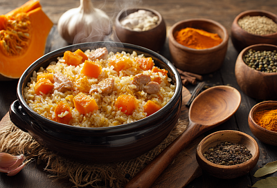 Плов с тыквой в мультиварке – рассыпчатый, как в казане! Тыква вместо моркови – 40 минут, и ужин на столе!