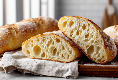 Чиабатта без замеса: самый простой рецепт воздушного хлеба с огромными порами