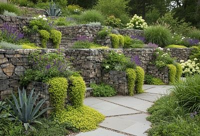 Габионы в ландшафтном дизайне: виды конструкций и применение на участке