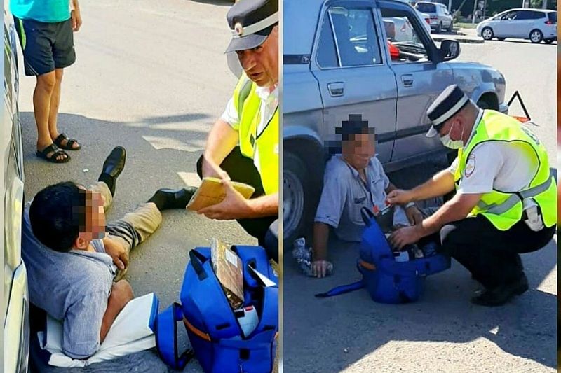 В Краснодарском крае сотрудники ДПС помогли пенсионеру, которого сбила машина