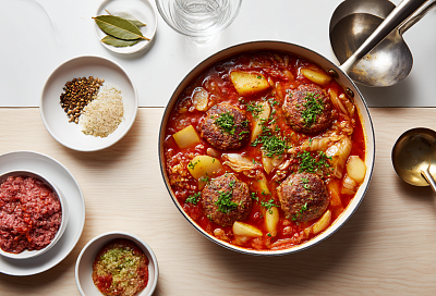 Котлеты не развалятся и картошка останется целой: тушим всё в одной сковороде — и ужин готов