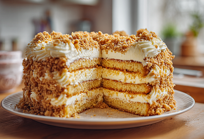 Польский ореховый торт: нежный, пропитанный и с хрустящей крошкой