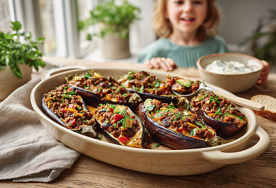 Фаршированные баклажаны с мясом и грибами: сочные, ароматные и тают во рту