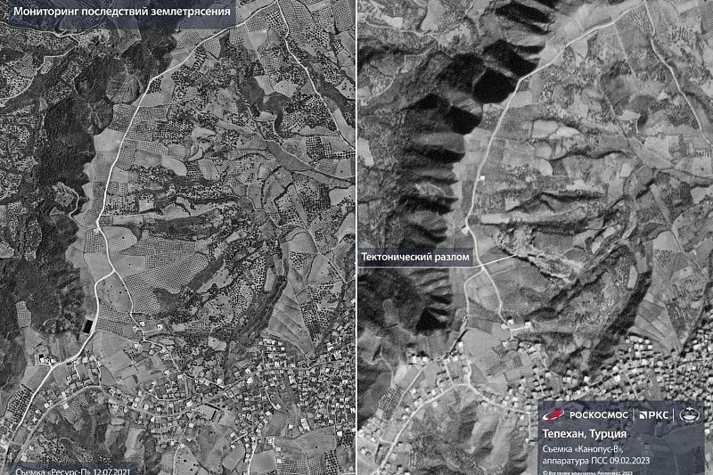 «Роскосмос» опубликовал снимок тектонического разлома после землетрясения в Турции