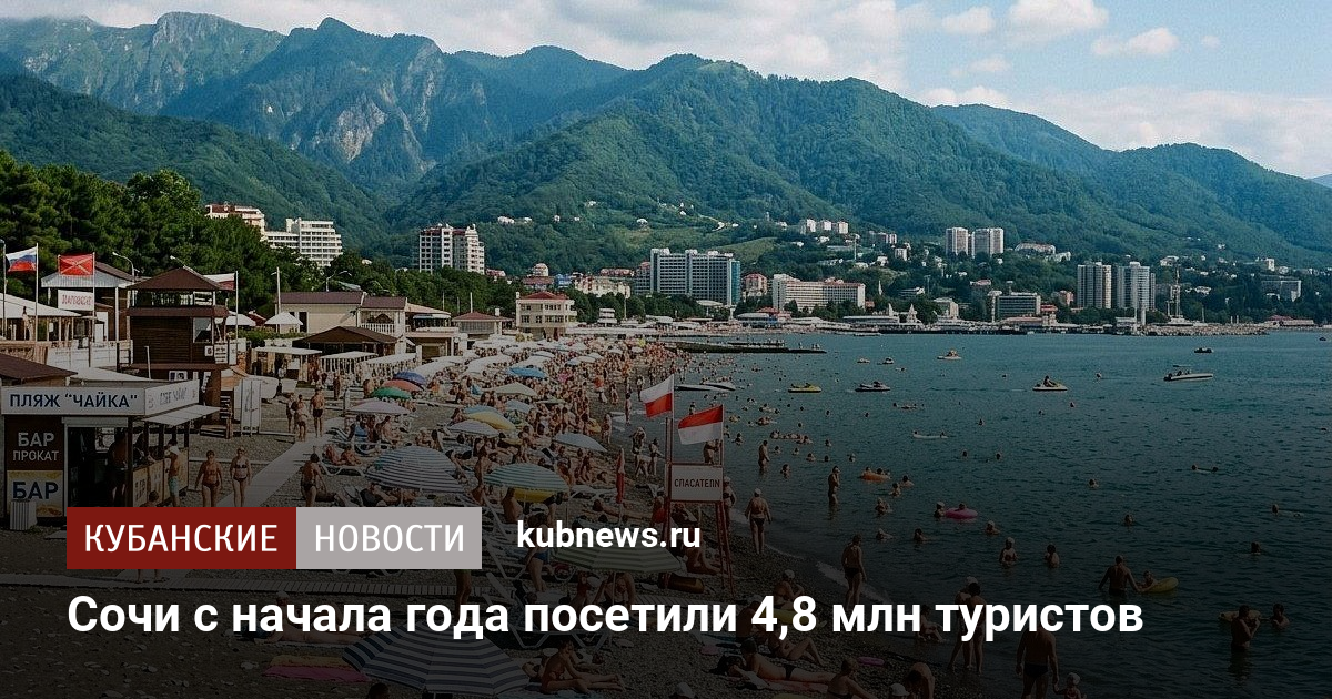 Сочи с начала года посетили 4,8 млн туристов