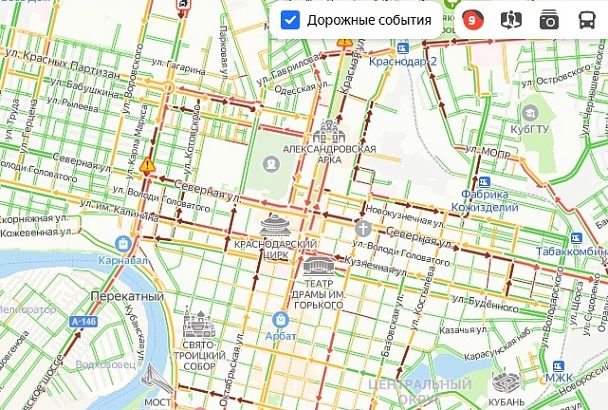 Краснодарцы застряли в 9-балльных пробках