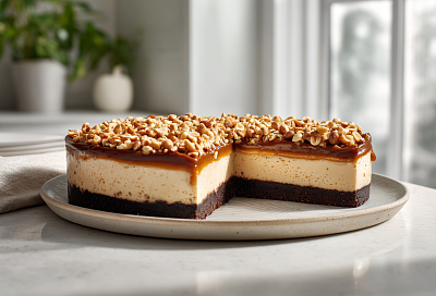 Карамельный чизкейк без выпечки: добавила жареный арахис, и хруст орехов идеально дополнил нежный крем