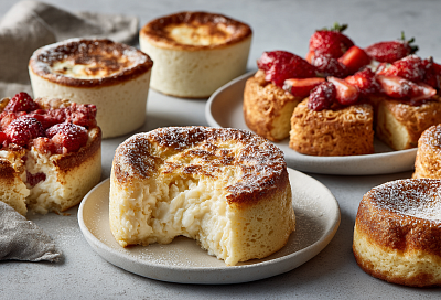 Десерт-чизкейк за 2 минуты в кружке + нежные сырники с творожным сыром + творожные галеты с клубникой – три проверенных хита за 30 минут из одних и тех же ингредиентов