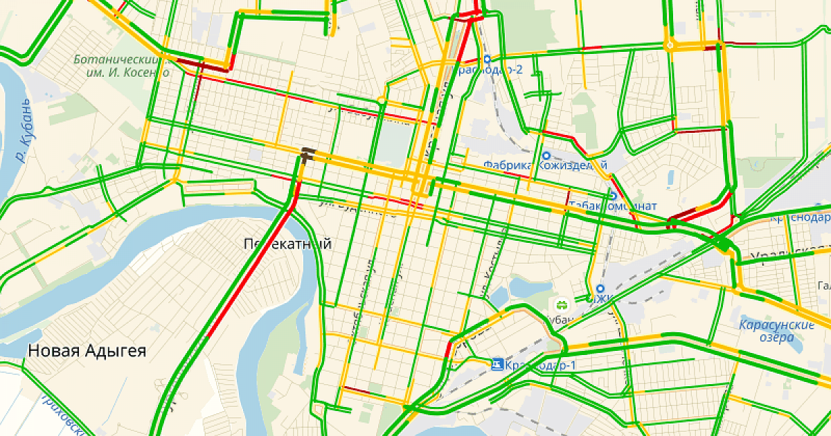Карта краснодара пробки онлайн сейчас