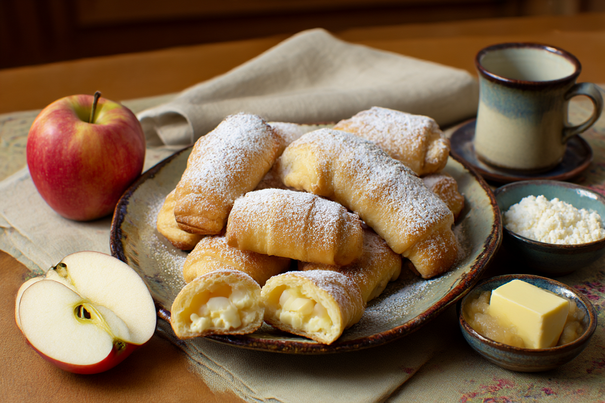 Творожные рогалики с яблочной начинкой